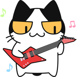 エレキギターを弾く猫