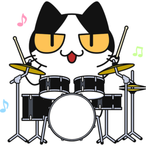 ドラムを叩く猫