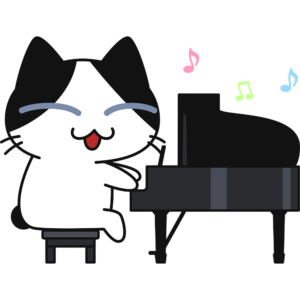 ピアノを弾く猫 無料イラスト かわいいフリー素材集 ねこ画伯コハクちゃん