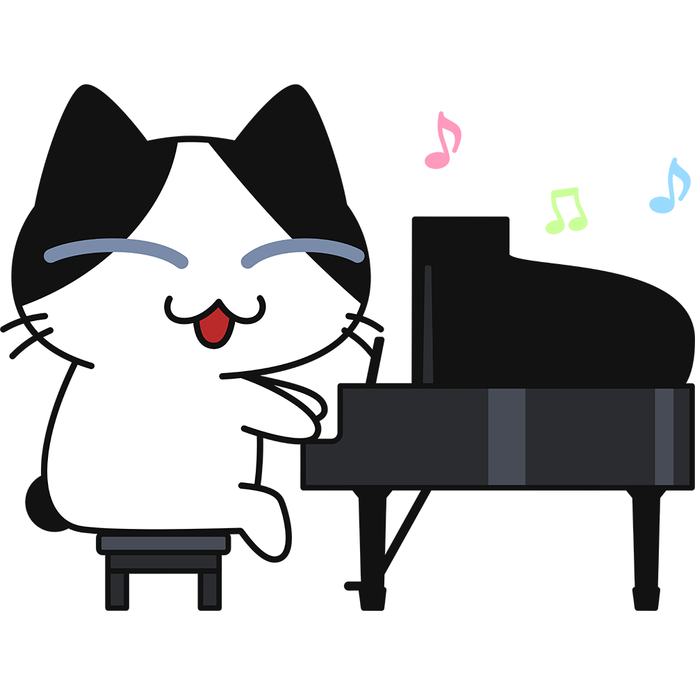 ピアノを弾く猫の無料イラスト