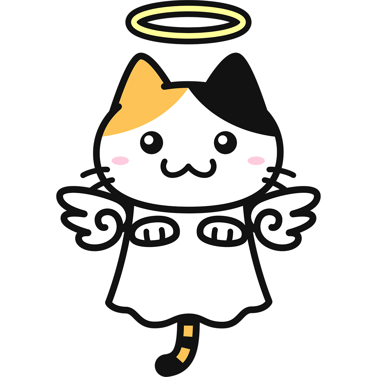 天使になった猫 無料イラスト かわいいフリー素材集 ねこ画伯コハクちゃん