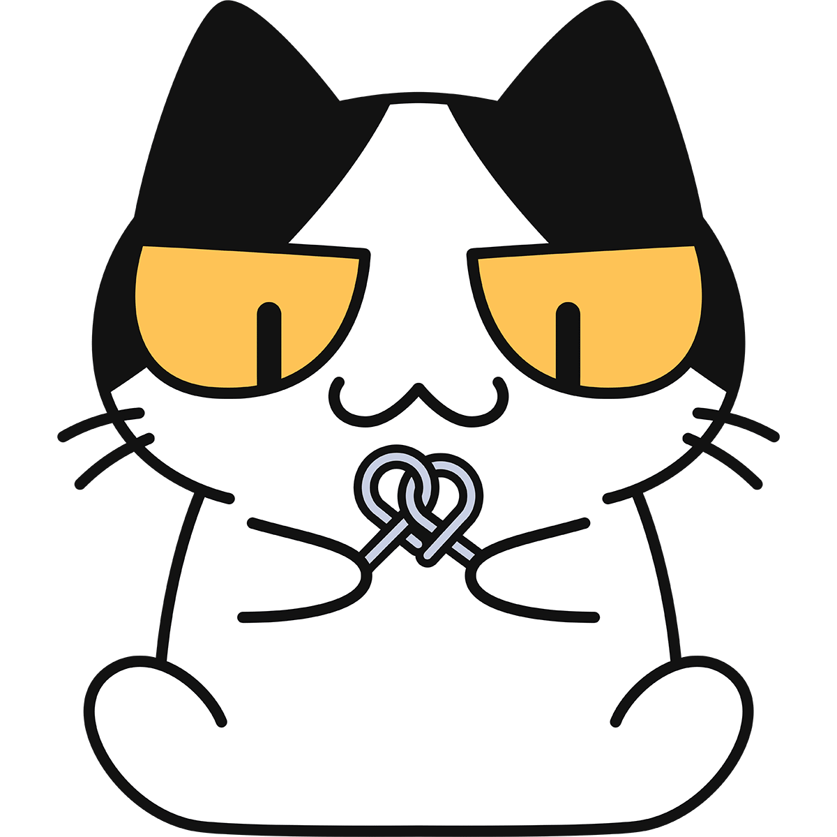 知恵の輪をする猫の無料イラスト
