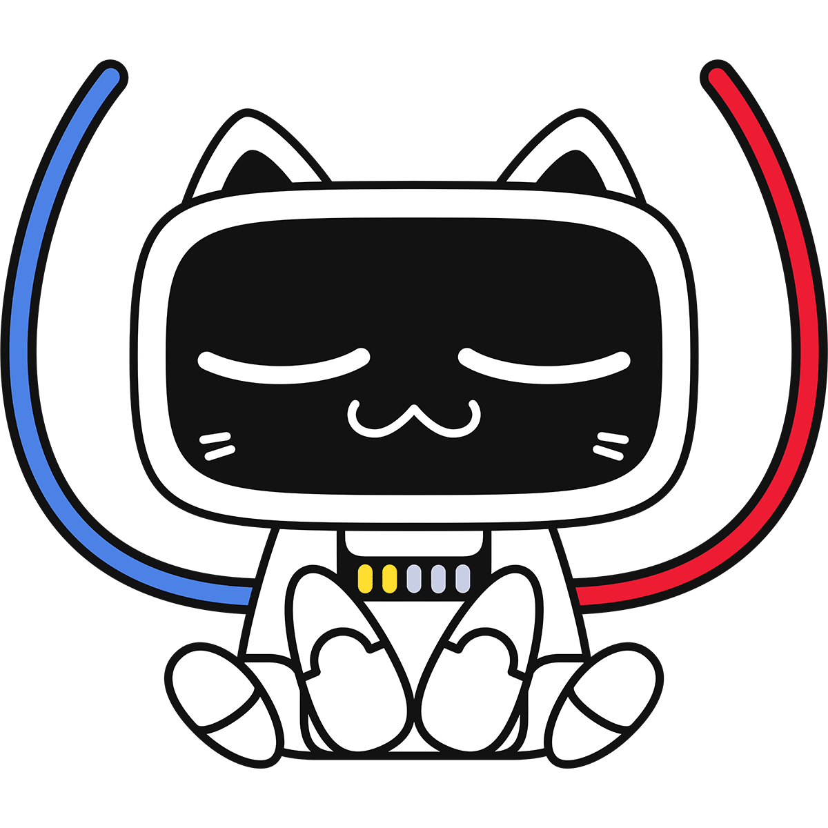 充電中の猫型ロボットの無料イラスト