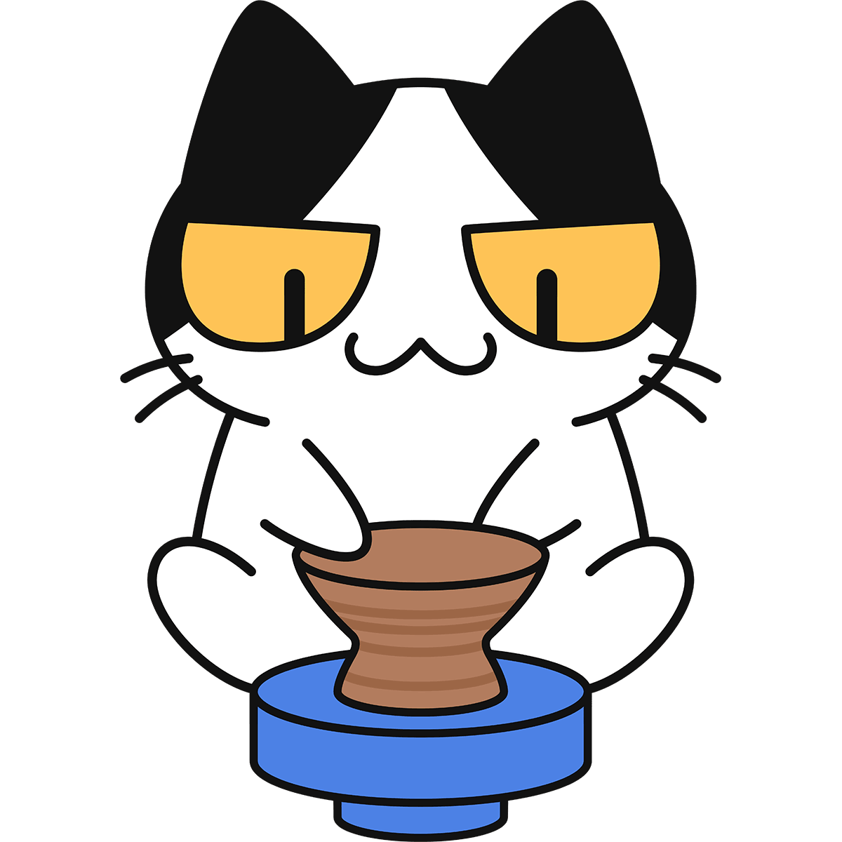 陶芸をする猫の無料イラスト