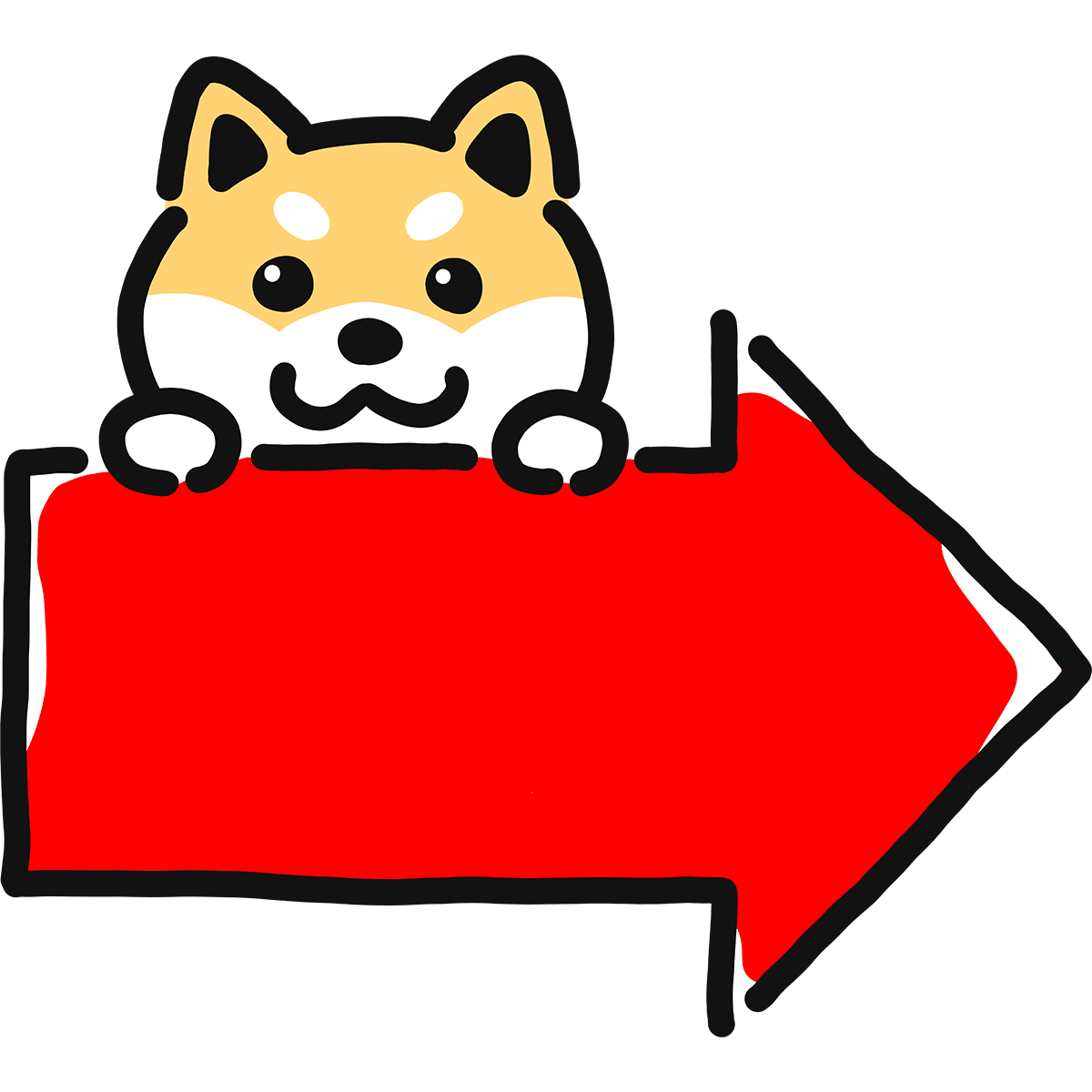 【手描き】柴犬と矢印の無料イラスト