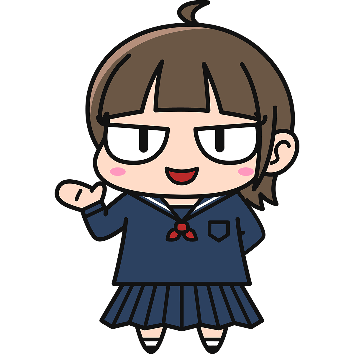 女子高生ダメコ（案内/冬服）の無料イラスト