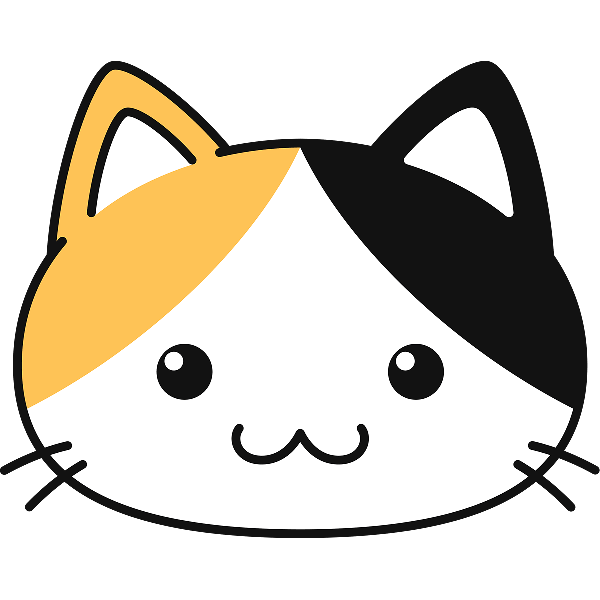 三毛猫の顔（丸目）の無料イラスト