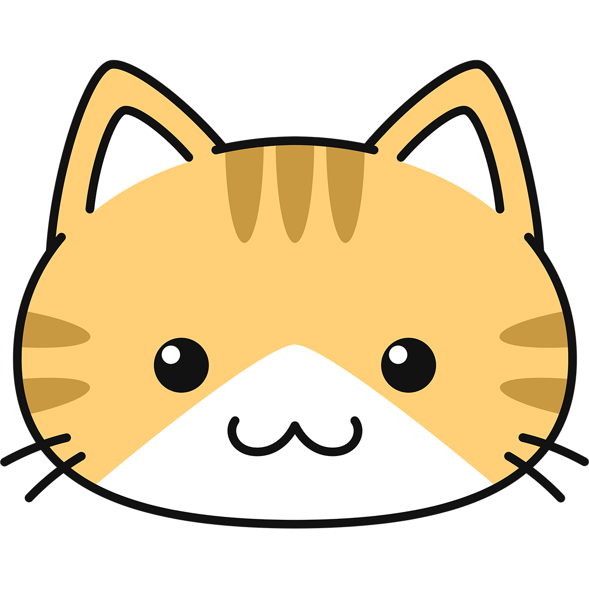 茶白猫の顔（丸目）の無料イラスト