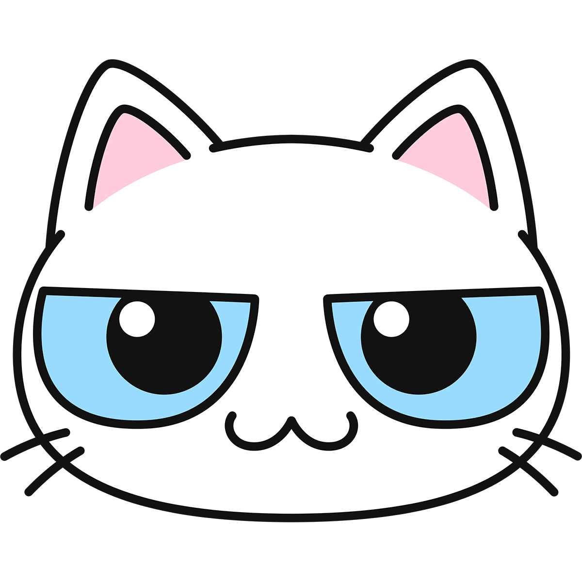 白猫の顔 無料イラスト かわいいフリー素材集 ねこ画伯コハクちゃん