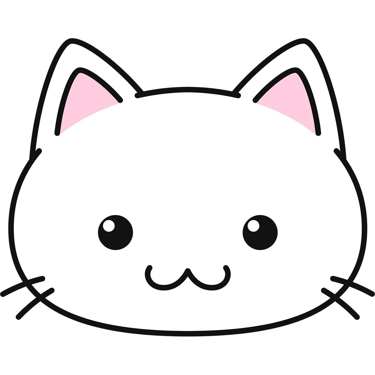 白猫の顔（丸目）の無料イラスト