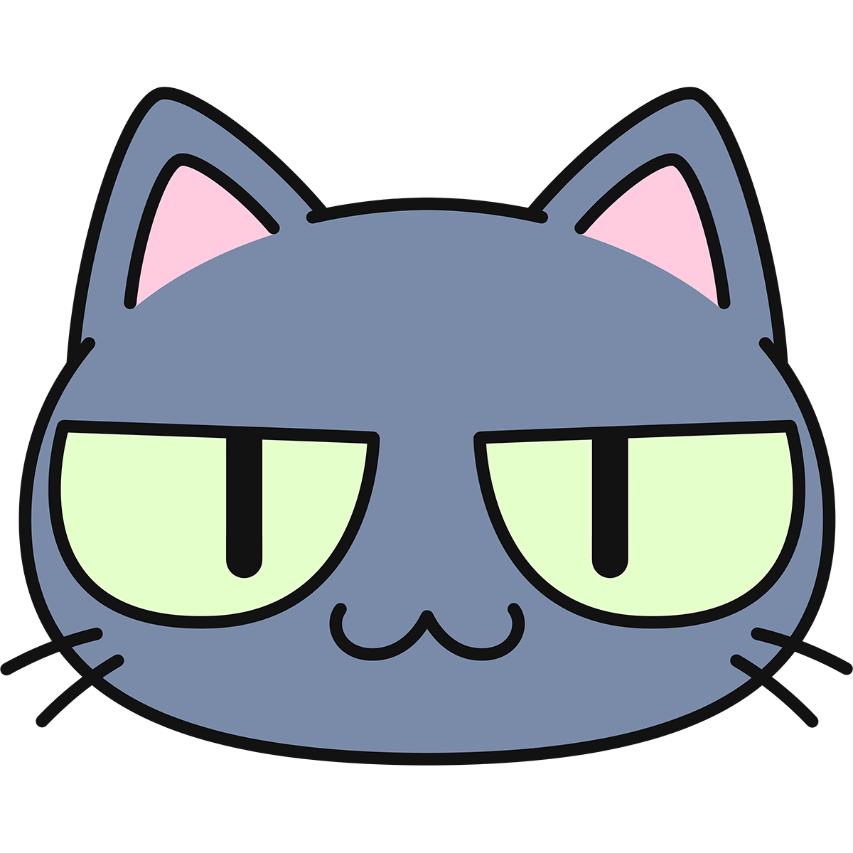 グレー猫の顔 猫目 無料イラスト かわいいフリー素材集 ねこ画伯コハクちゃん