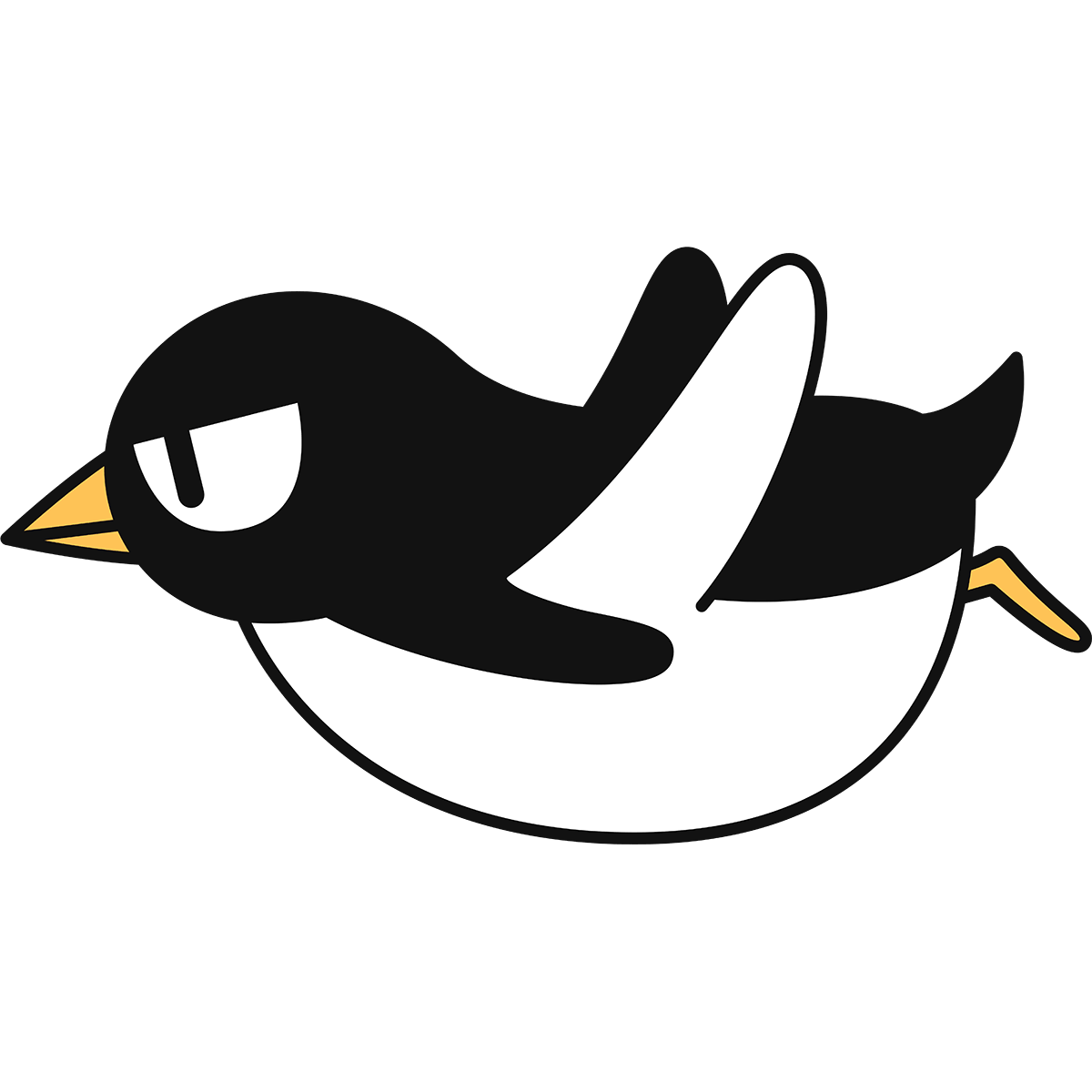 滑るアデリーペンギン（猫目）の無料イラスト