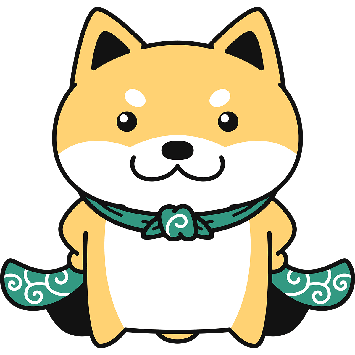 マントをする柴犬（コタロー）の無料イラスト