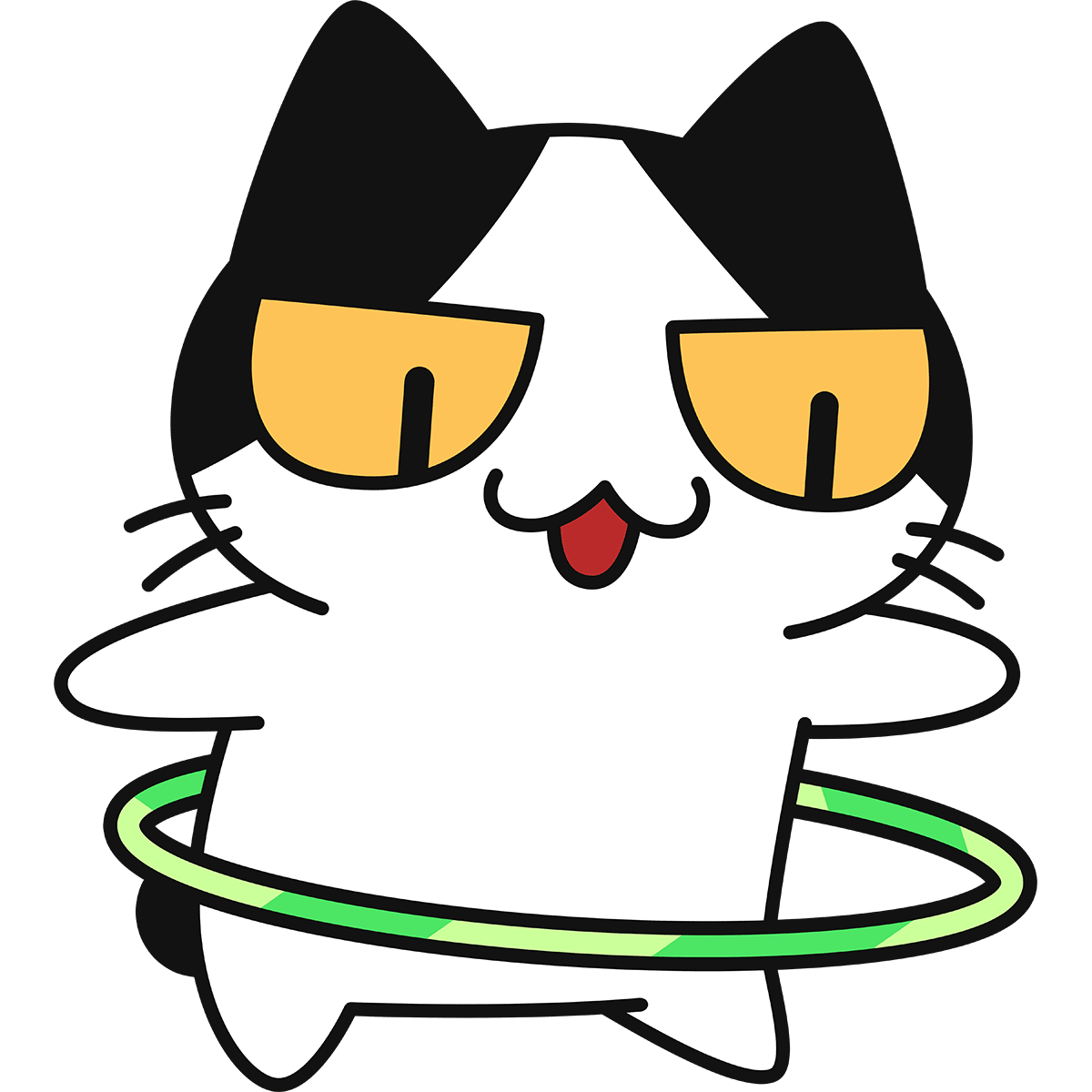 フラフープをする猫 無料イラスト かわいいフリー素材集 ねこ画伯コハクちゃん