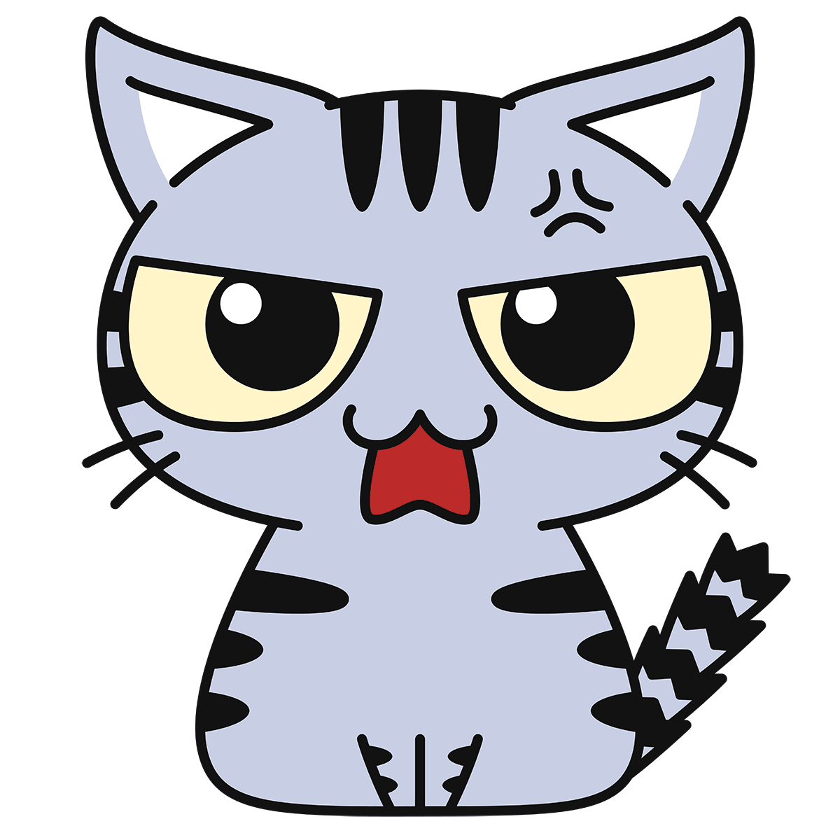 サバトラ猫（怒る）の無料イラスト