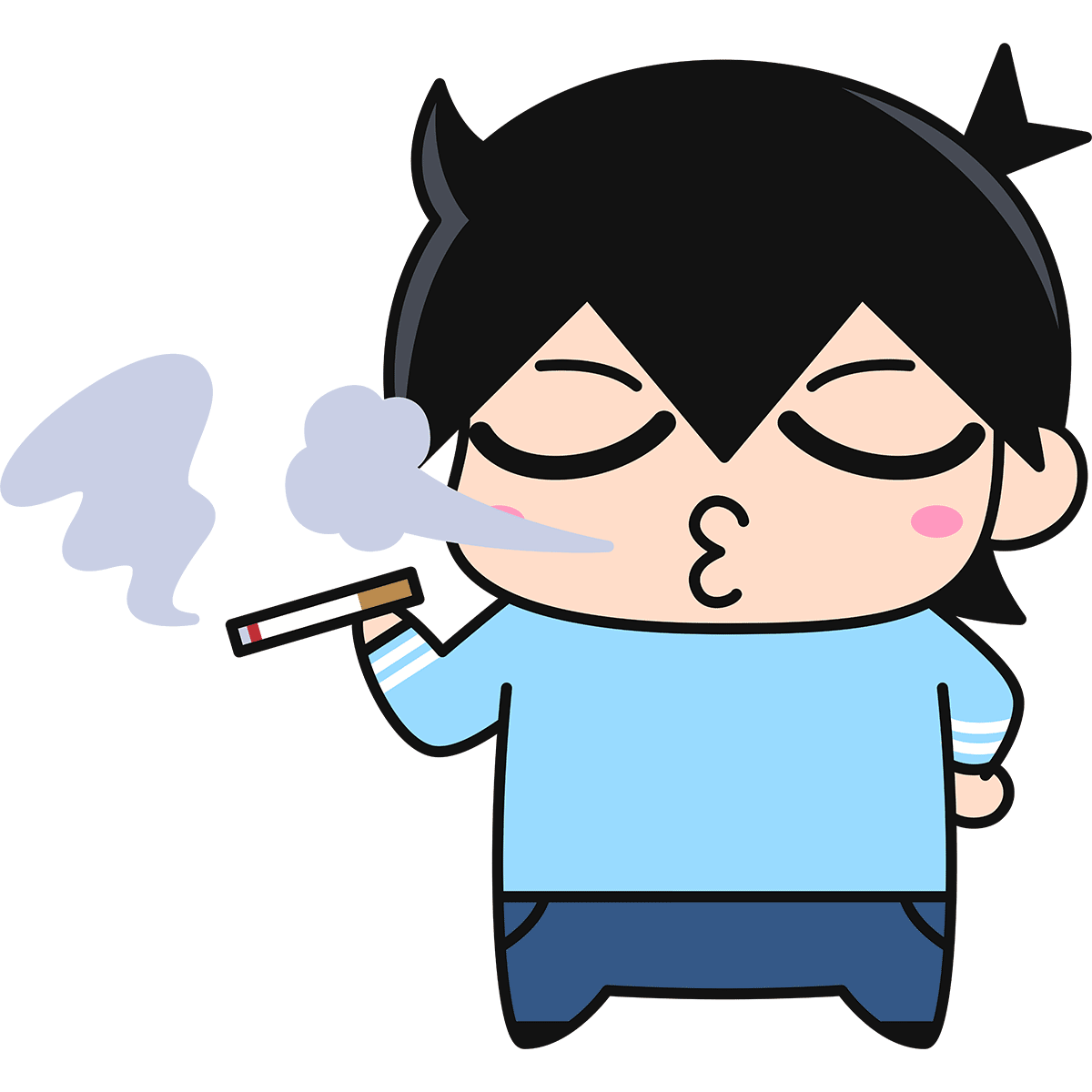 タバコを吸う男性の無料イラスト