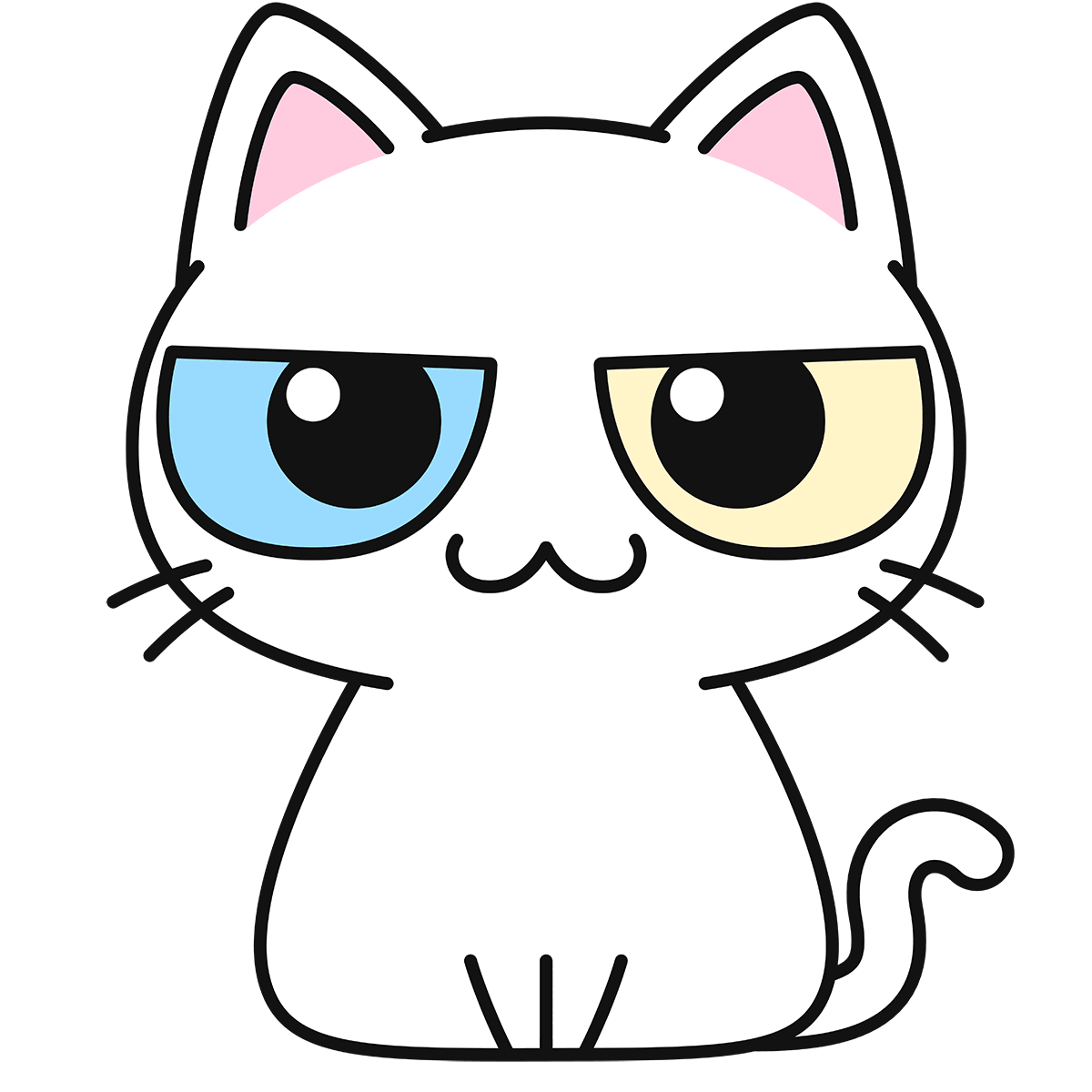 オッドアイの白猫  無料イラスト＆かわいいフリー素材集 ねこ画伯 