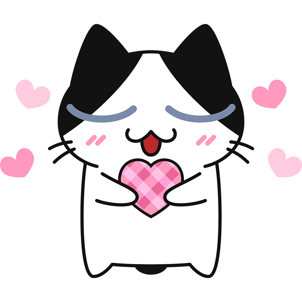 バレンタインチョコを渡す猫の無料イラスト
