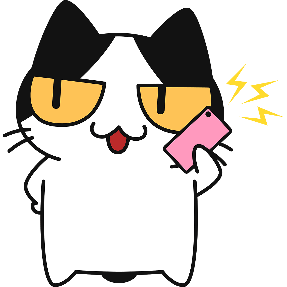 電話をかける猫 無料イラスト かわいいフリー素材集 ねこ画伯コハクちゃん