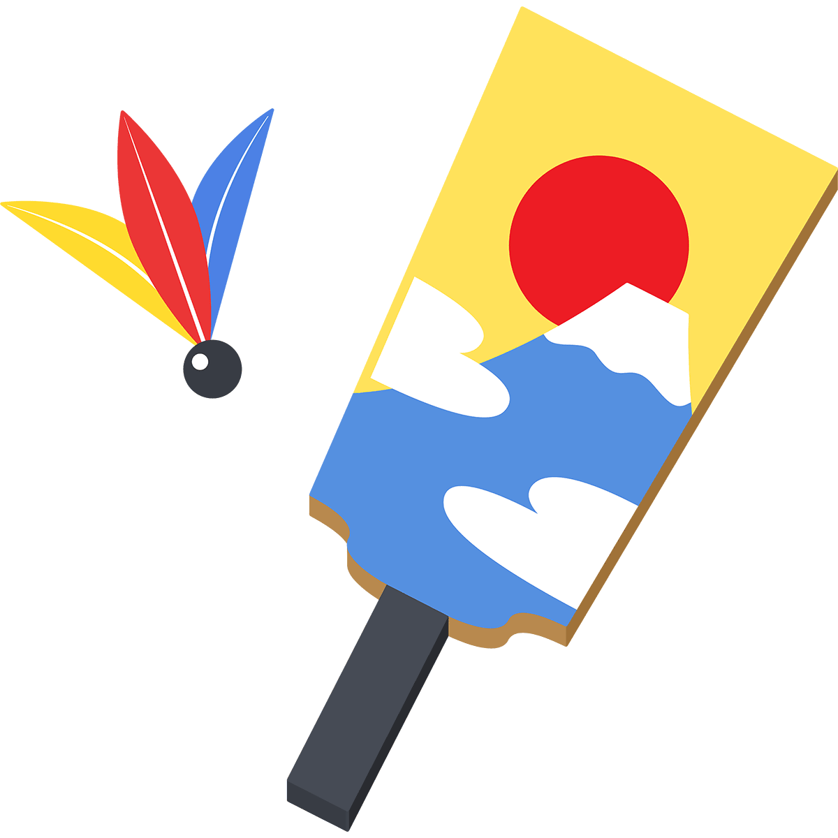 富士山の羽子板の無料イラスト