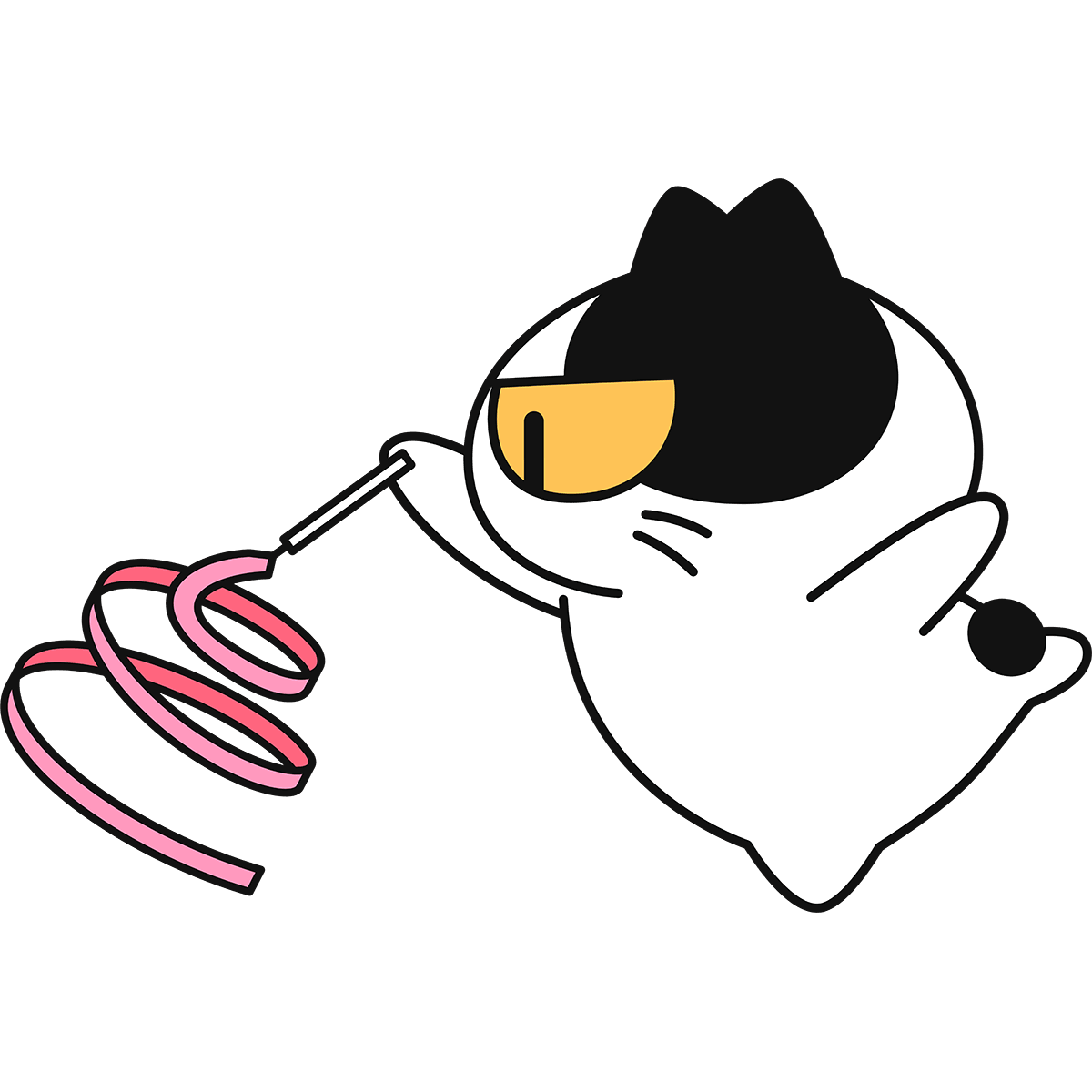 【新体操】リボンで演技する猫の無料イラスト