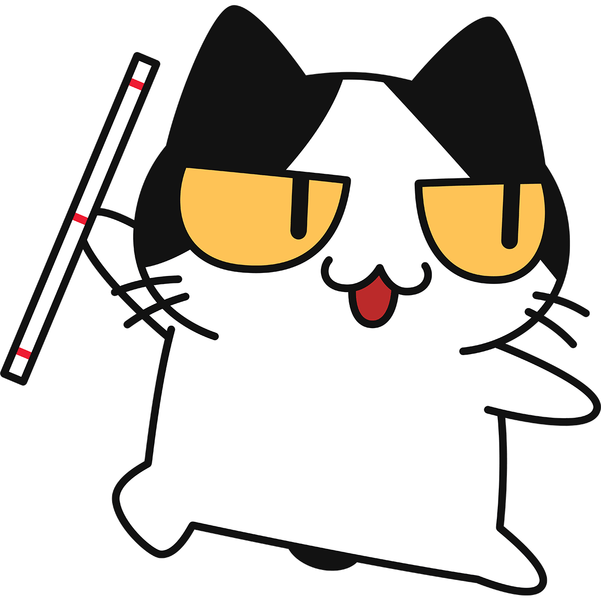 【新体操】スティックで演技する猫の無料イラスト