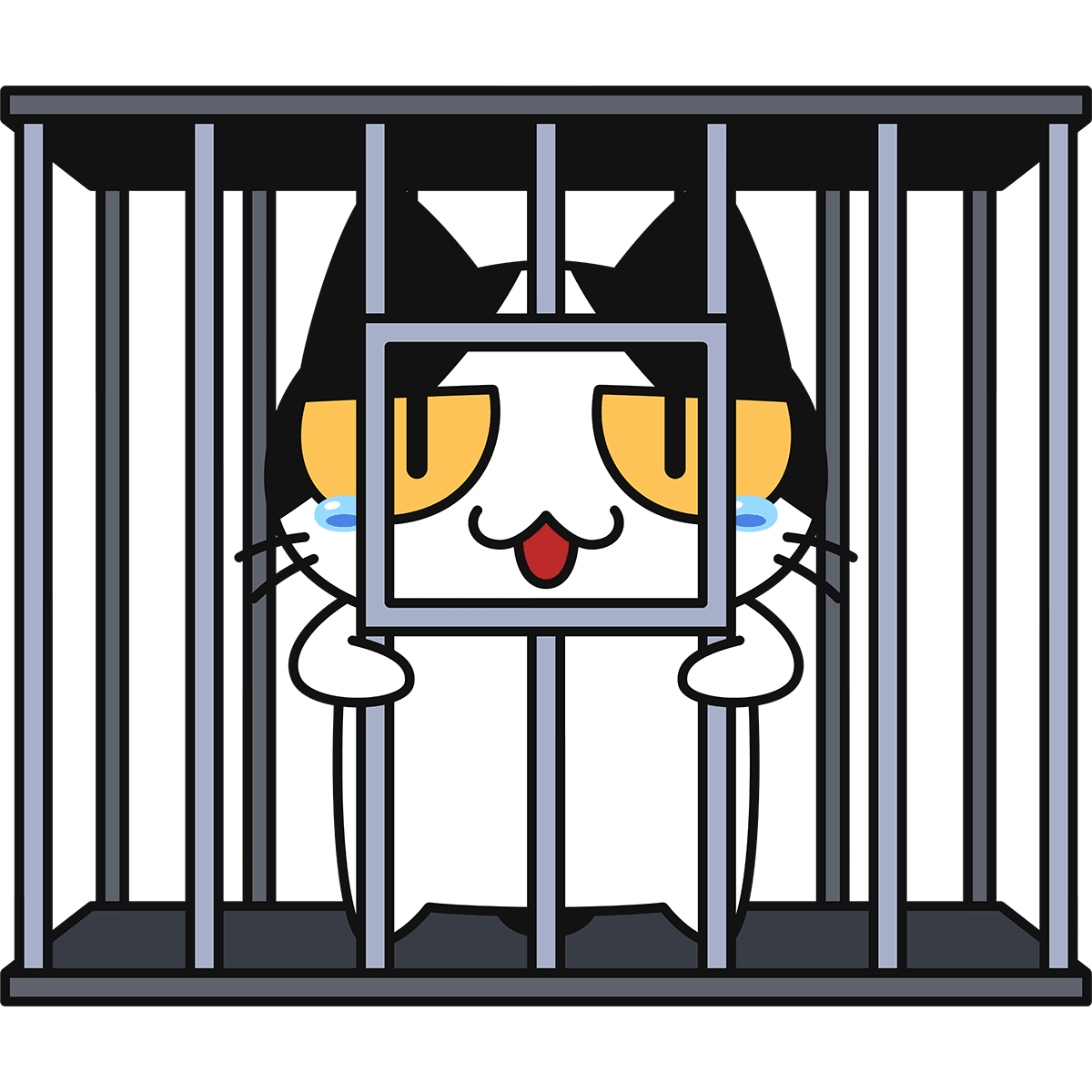 牢屋に入れられた猫の無料イラスト