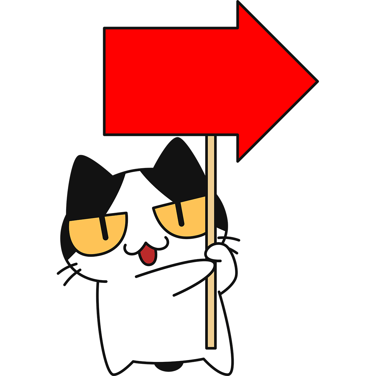 右矢印を持つ猫の無料イラスト