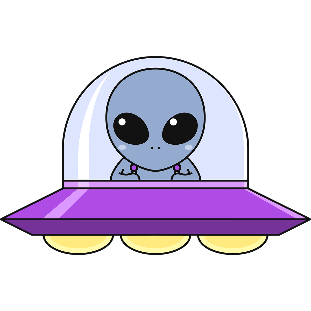 UFOに乗った宇宙人の無料イラスト