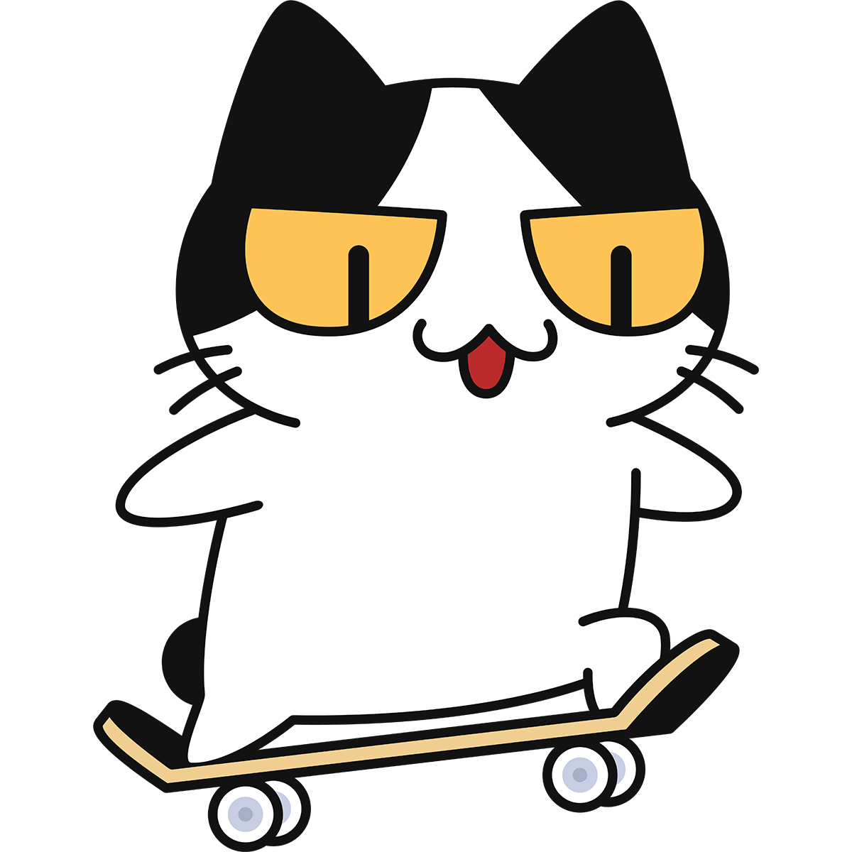 スケボーに乗る猫 無料イラスト かわいいフリー素材集 ねこ画伯コハクちゃん