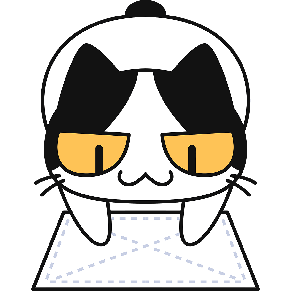 雑巾掛けをする猫の無料イラスト