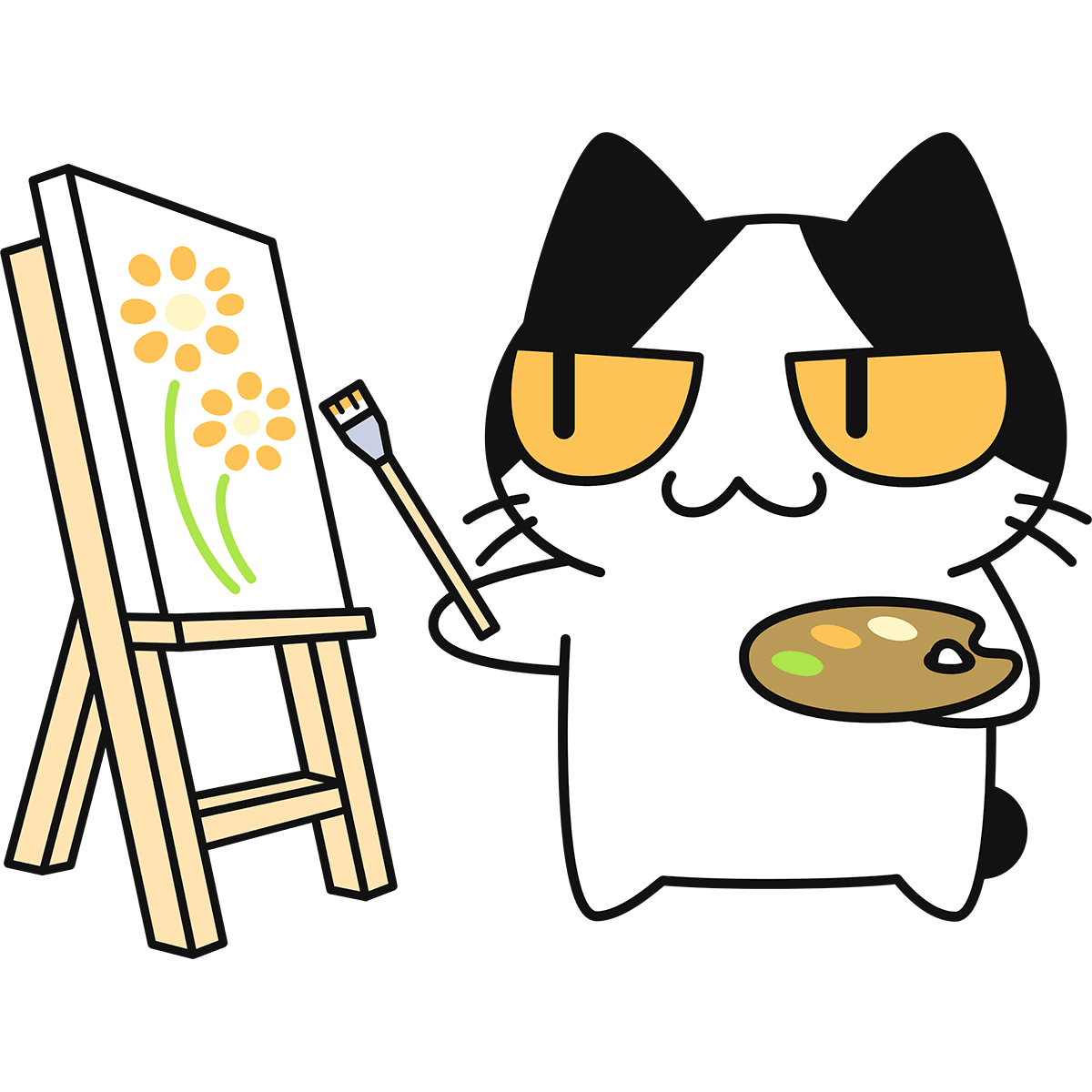 絵を描く猫  無料イラスト＆かわいいフリー素材集 ねこ画伯コハクちゃん