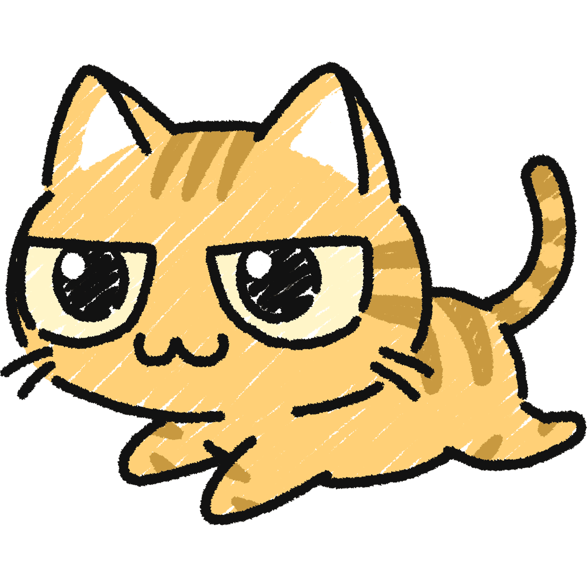 【手描き】走る茶トラ猫の無料イラスト