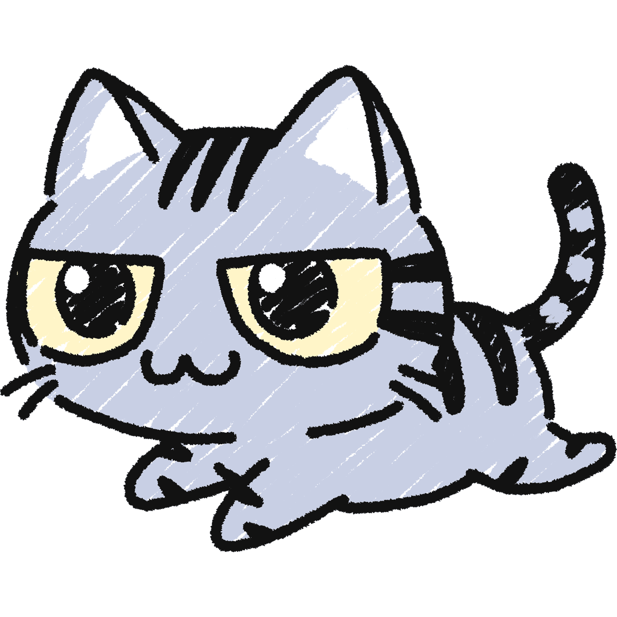 【手描き】走るサバトラ猫の無料イラスト