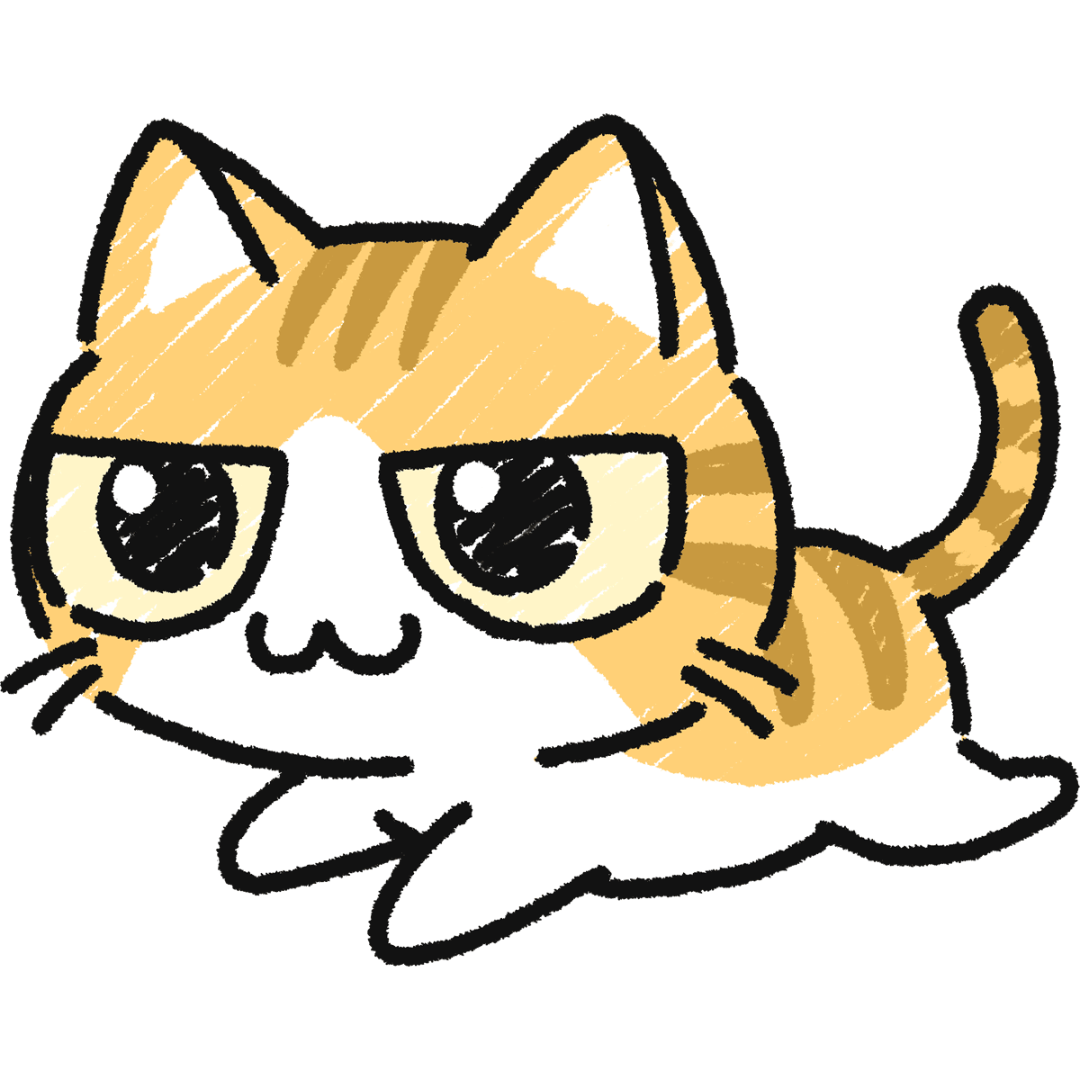 【手描き】走る茶白猫の無料イラスト