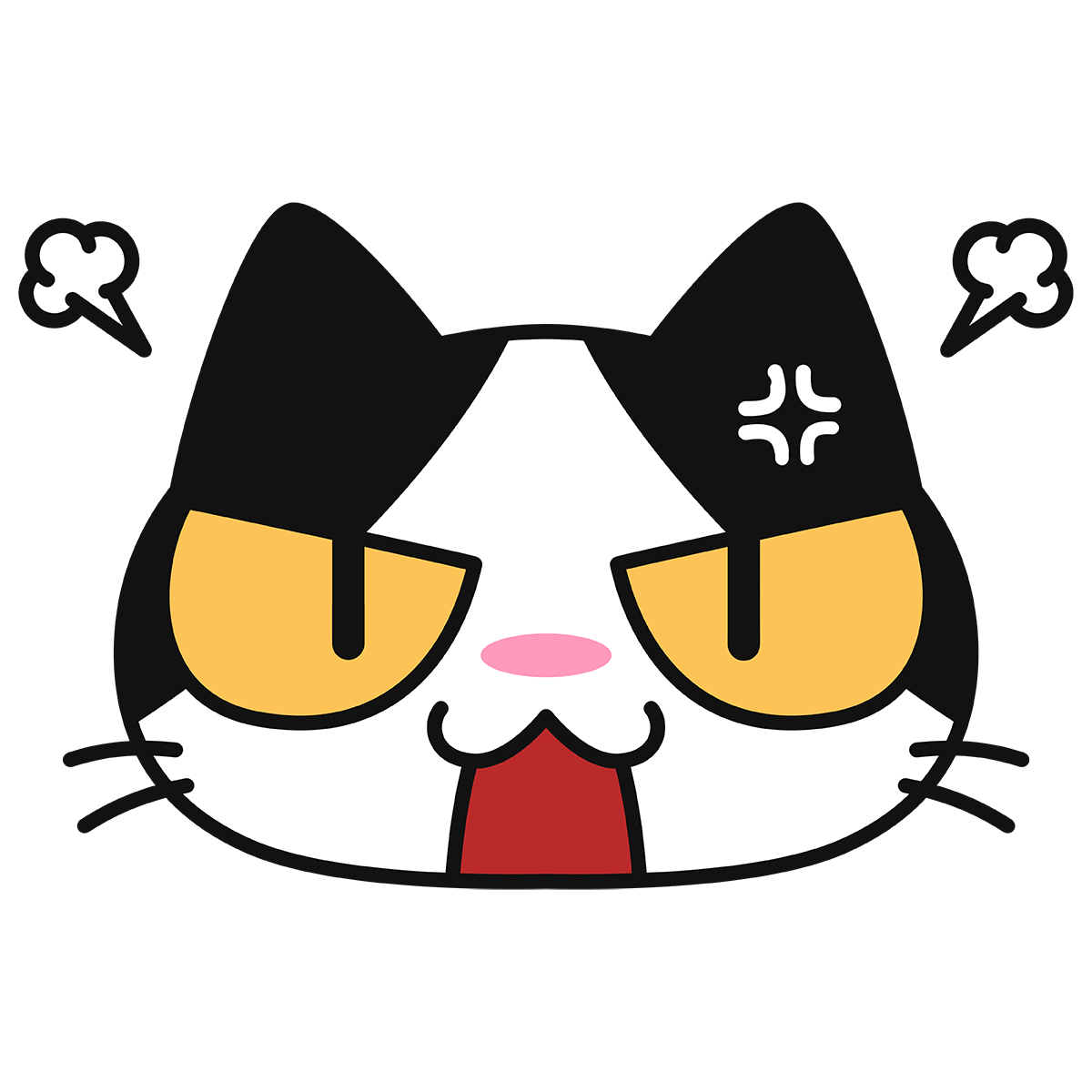 猫の怒る顔（コハク）の無料イラスト