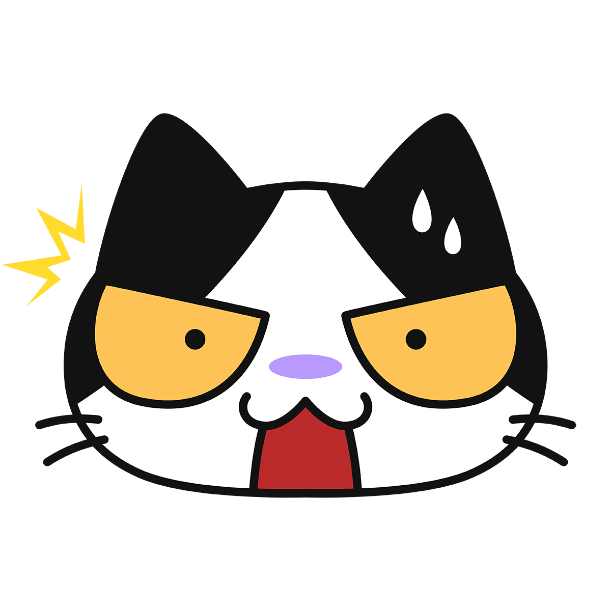猫の驚く顔（コハクちゃん）の無料イラスト