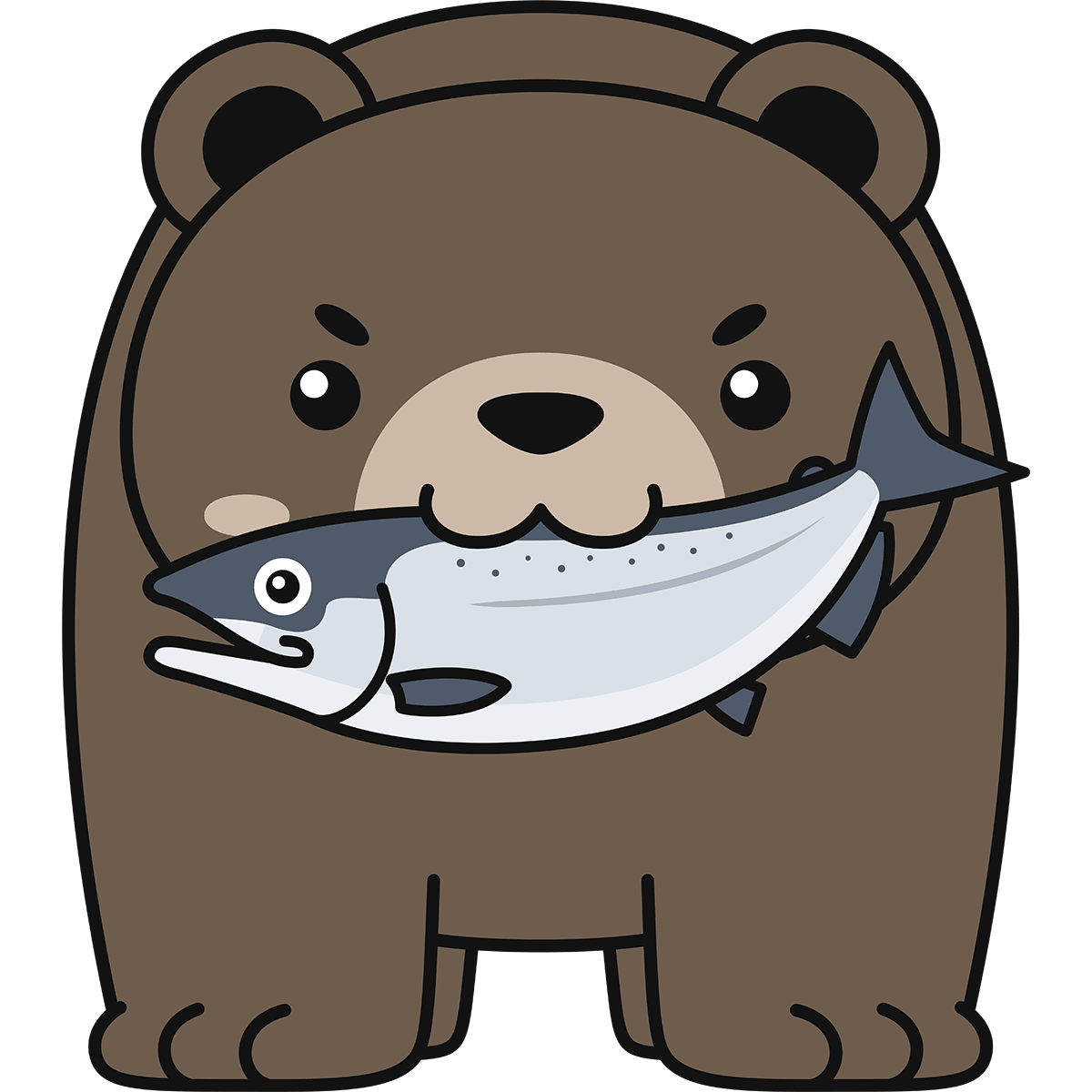 海の鮭を食べる熊の無料イラスト